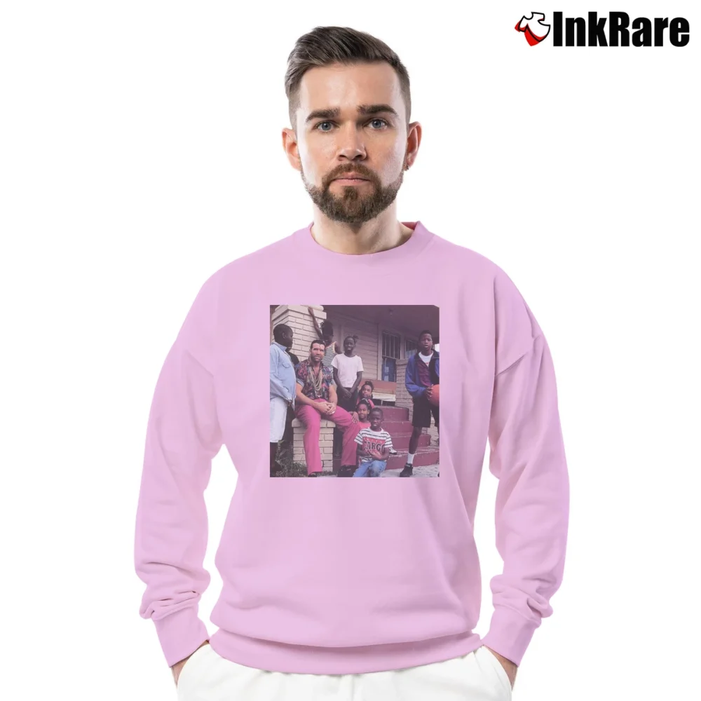Men’s Scott Hall Friend Of The Shorties Crewneck Sweatshirt in light pink | Cozy Fabric, Clean Style