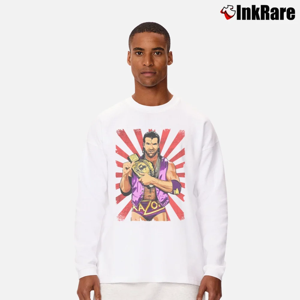 Men’s Scott Hall Razor Ramon Wrestling for WWE Fans Long-Sleeve Shirt in white | Sleek, Lightweight, Year-Round Wear