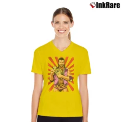 Women’s Scott Hall Razor Ramon Wrestling for WWE Fans V-Neck Tee in yellow | Chic Neckline, Soft Texture
