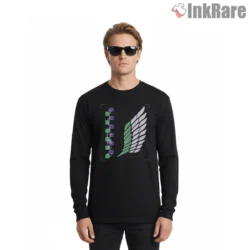 Scout Regiment Neon Grid Crest Shirt on black long sleeve shirt for men graphic tee