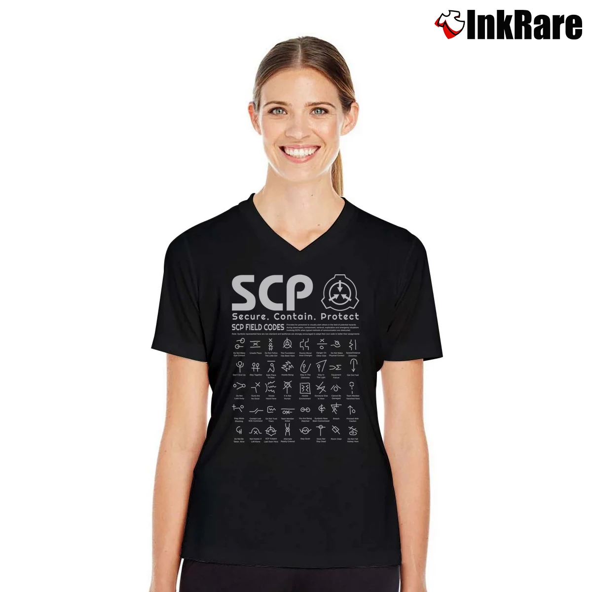Women’s Scp Field Codes Science V-Neck Tee in black | Chic Neckline, Soft Texture