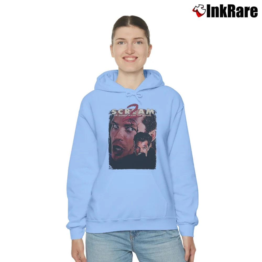 Women’s Scream 2 Mickey Altieri Horror Movie Cozy Hoodie in light blue | Warm, Structured, Stylish