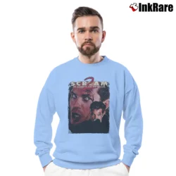 Men’s Scream 2 Mickey Altieri Horror Movie Crewneck Sweatshirt in light blue | Cozy Fabric, Clean Style