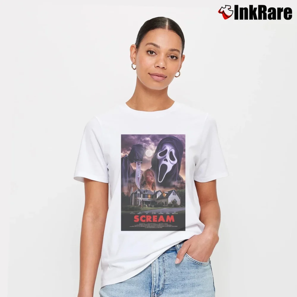 Women’s Scream Movie Poster T-Shirt in white | Soft, Flattering Fit