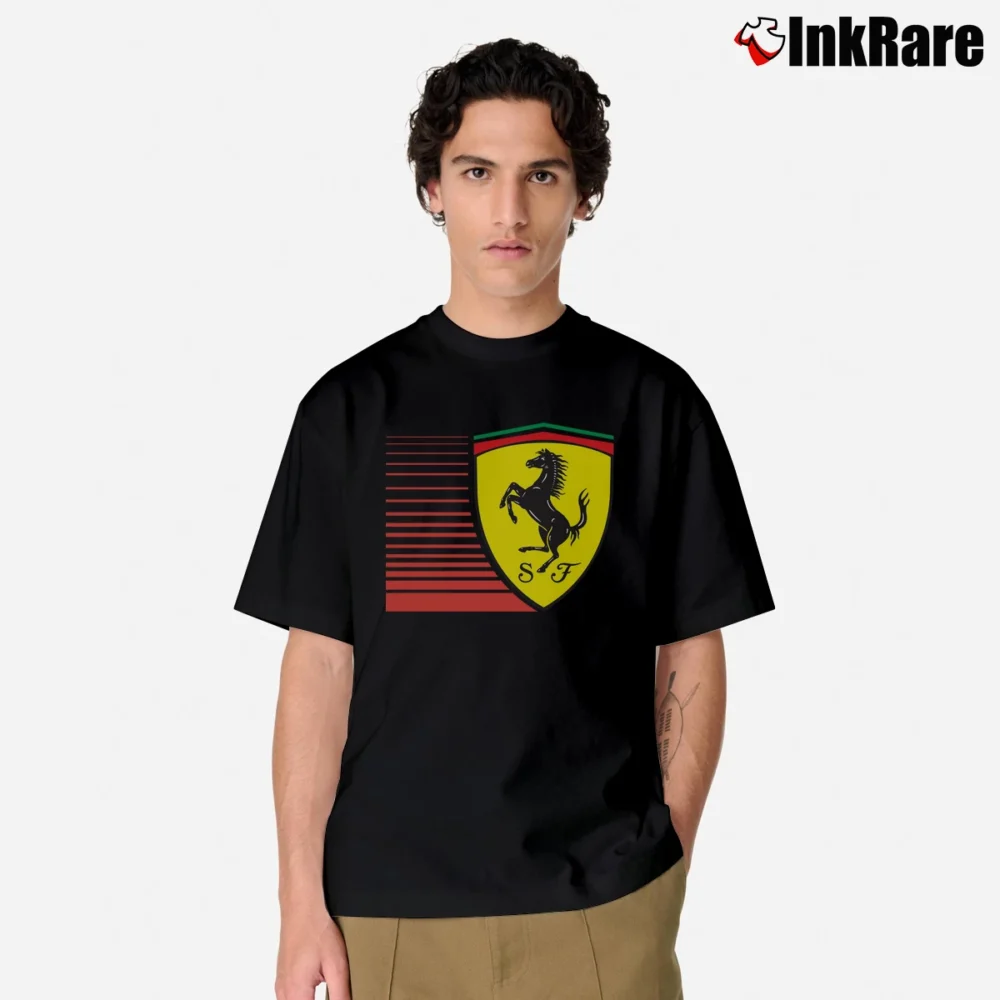 Men’s Scuderia Ferrari Big Shield Racing Classic T-Shirt in black | Soft, Breathable Everyday Wear