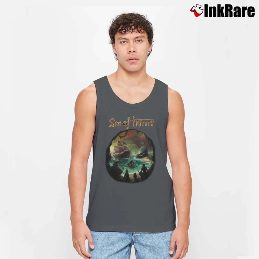 Men’s Sea Of Thieves Merch Pirate Tank Top in charcoal | Breathable, Active-Friendly Design