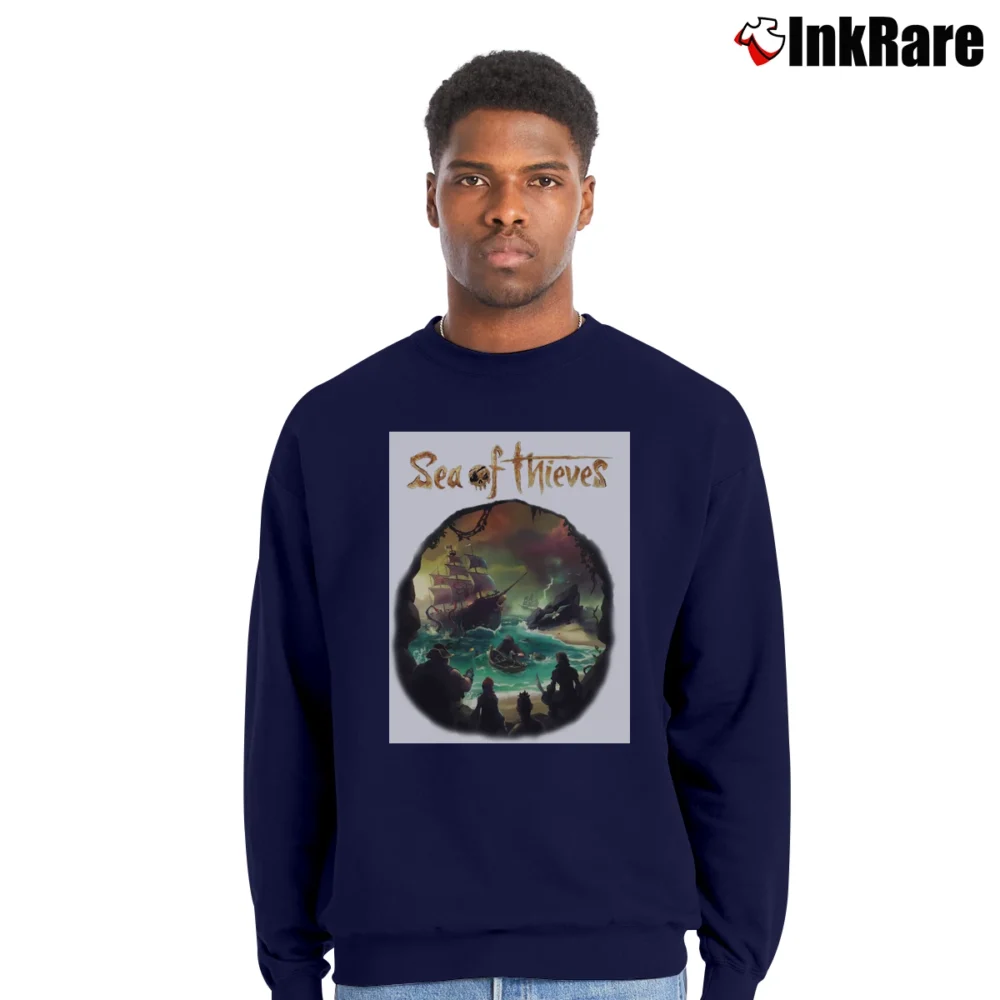 Men’s Sea Of Thieves Merch Crewneck Sweatshirt in navy | Cozy Fabric, Clean Style