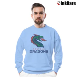 Men’s Seattle Dragons Xfl Football League Vintage Crewneck Sweatshirt in light blue | Cozy Fabric, Clean Style