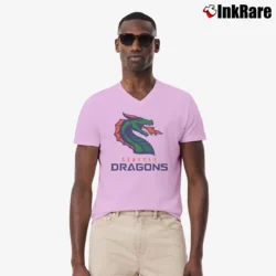 Men’s Seattle Dragons Xfl Football League Vintage V-Neck Tee in light pink | Sharp, Breathable, Everyday Staple