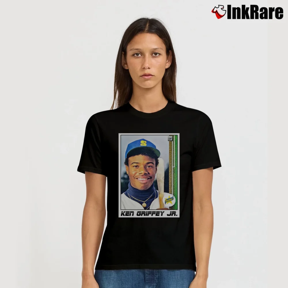 Women’s Seattle Mariners Ken Griffey Jr Rookie Card Signature T-Shirt in black | Soft, Flattering Fit