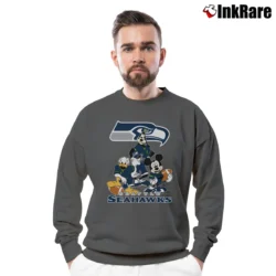 Men’s Seattle Seahawks Mickey Mouse NFL Football Fan Crewneck Sweatshirt in charcoal | Cozy Fabric, Clean Style