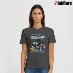 Women’s Seattle Seahawks Mickey Mouse NFL Football Fan Signature T-Shirt in charcoal | Soft, Flattering Fit