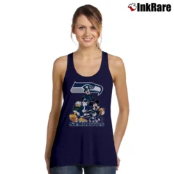 Women’s Seattle Seahawks Mickey Mouse NFL Football Fan Tank Top in navy | Lightweight, Movement-Friendly