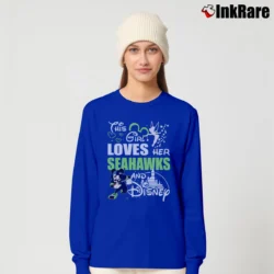 Women’s Seattle Seahawks Mickey Mouse This Girl Loves Her Team Long-Sleeve Top in royal blue | Sleek, Versatile, All-Season