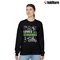 Women’s Seattle Seahawks Mickey Mouse This Girl Loves Her Team Relaxed Sweatshirt in black | Soft, Laid-Back Vibe