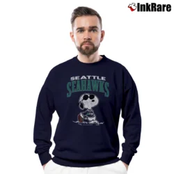 Men’s Seattle Seahawks Snoopy Peanuts Crewneck Sweatshirt in navy | Cozy Fabric, Clean Style