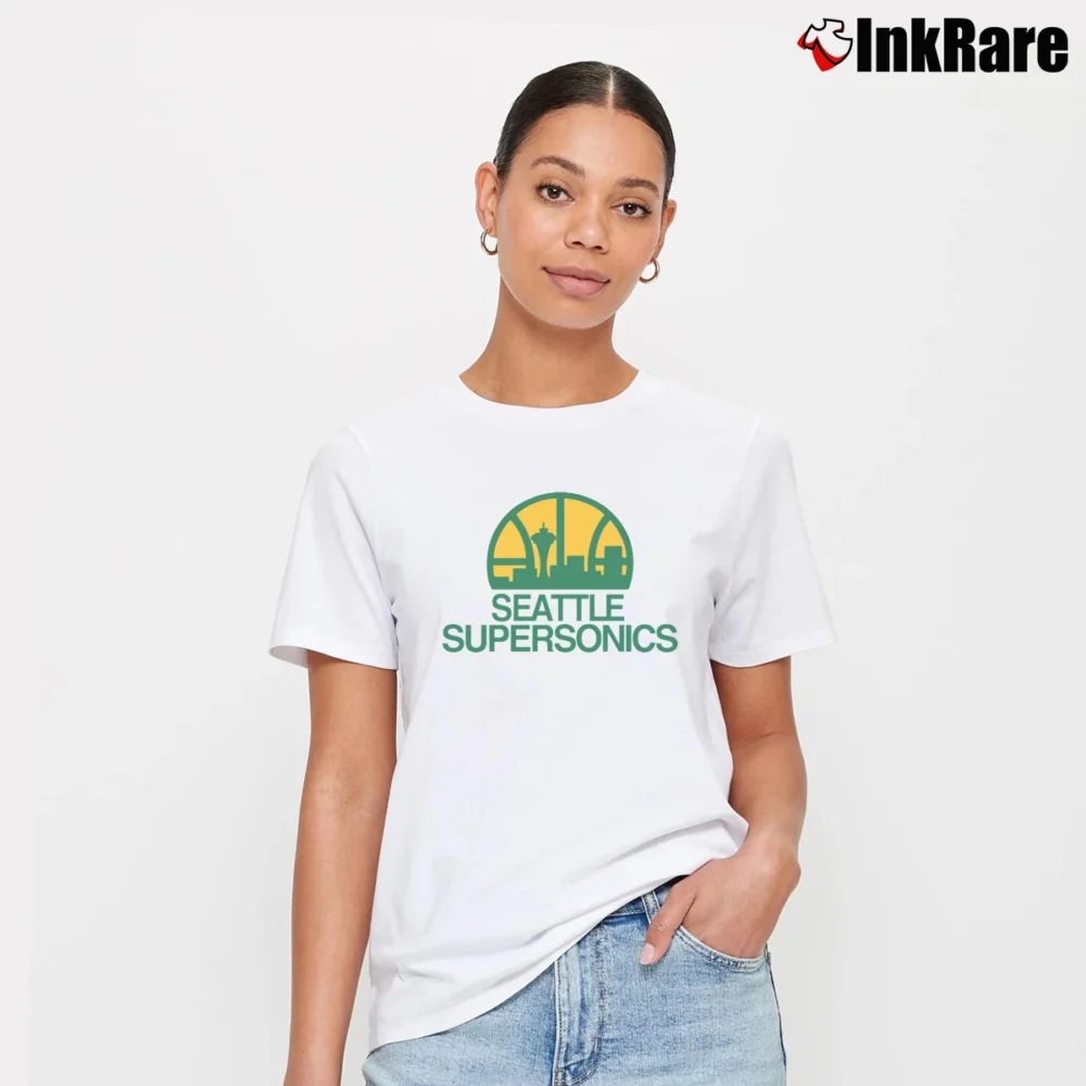 Women’s Seattle Supersonics Adidas Faded Logo Signature T-Shirt in white | Soft, Flattering Fit