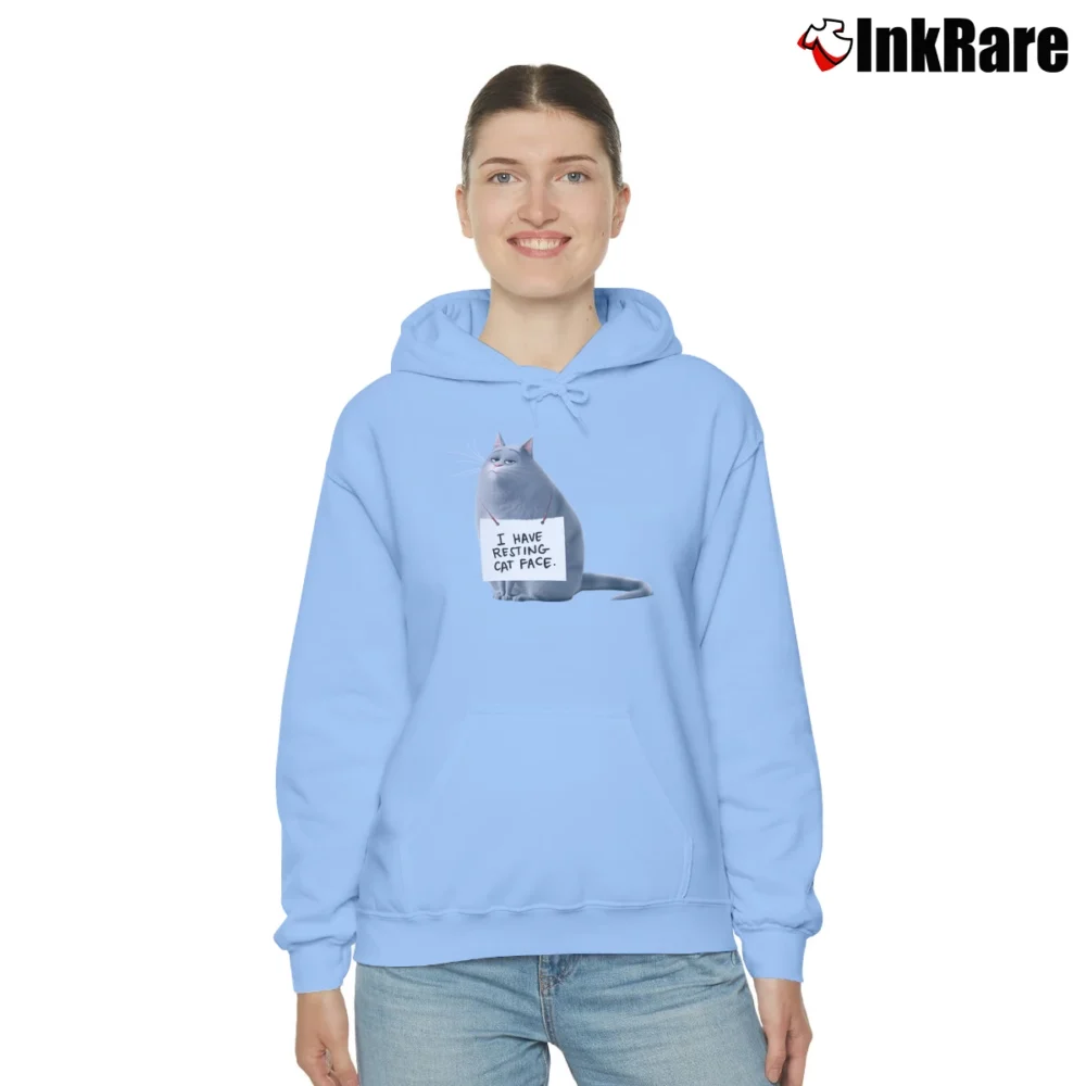 Women’s Secret Life Of Pets Chloe Resting Cat Face Cozy Hoodie in light blue | Warm, Structured, Stylish