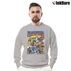 Men’s Secret Wars Issue One Black Marvel Comics Crewneck Sweatshirt in sport grey | Cozy Fabric, Clean Style