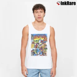 Men’s Secret Wars Issue One Black Marvel Comics Tank Top in white | Breathable, Active-Friendly Design