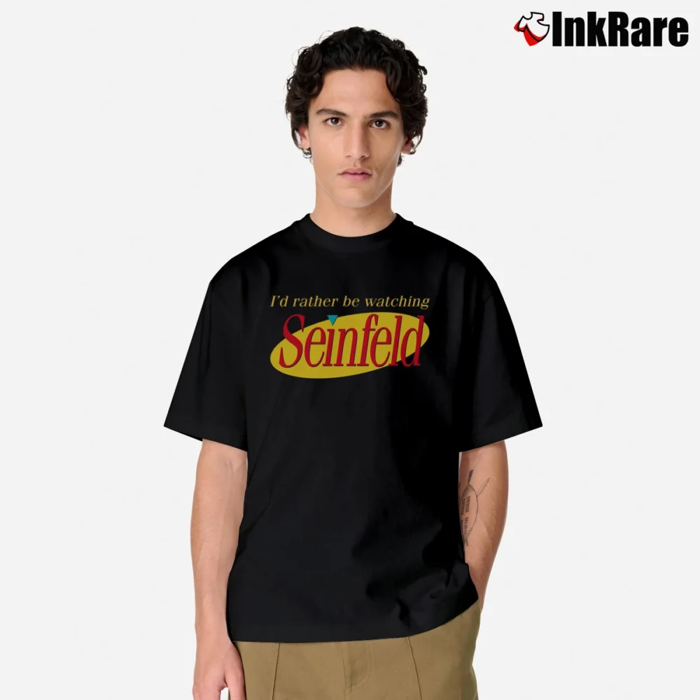 Men’s Seinfeld I’d Rather Be Watching Quote Classic T-Shirt in black | Soft, Breathable Everyday Wear