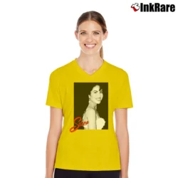 Women’s Selena Latin Artist V-Neck Tee in yellow | Chic Neckline, Soft Texture