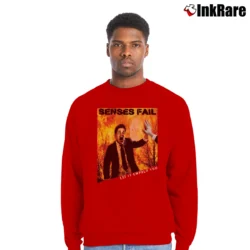 Men’s Senses Fail Let It Enfold You Band Crewneck Sweatshirt in red | Cozy Fabric, Clean Style