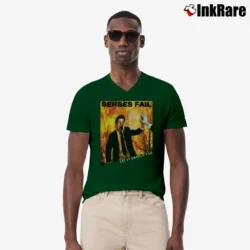 Men’s Senses Fail Let It Enfold You Band V-Neck Tee in forest green | Sharp, Breathable, Everyday Staple