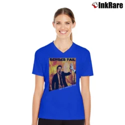 Women’s Senses Fail Let It Enfold You Band V-Neck Tee in royal blue | Chic Neckline, Soft Texture