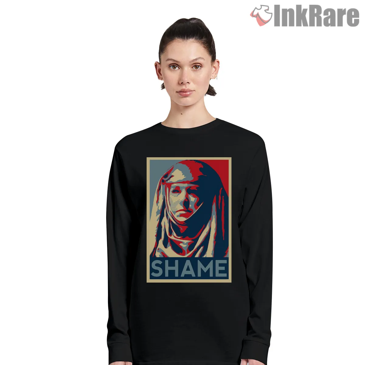 Septa Unella Shame Vintage Poster Style Long Sleeve Black Septa Unella Shame Vintage Poster Style Shirt on black long sleeve shirt for women graphic tee