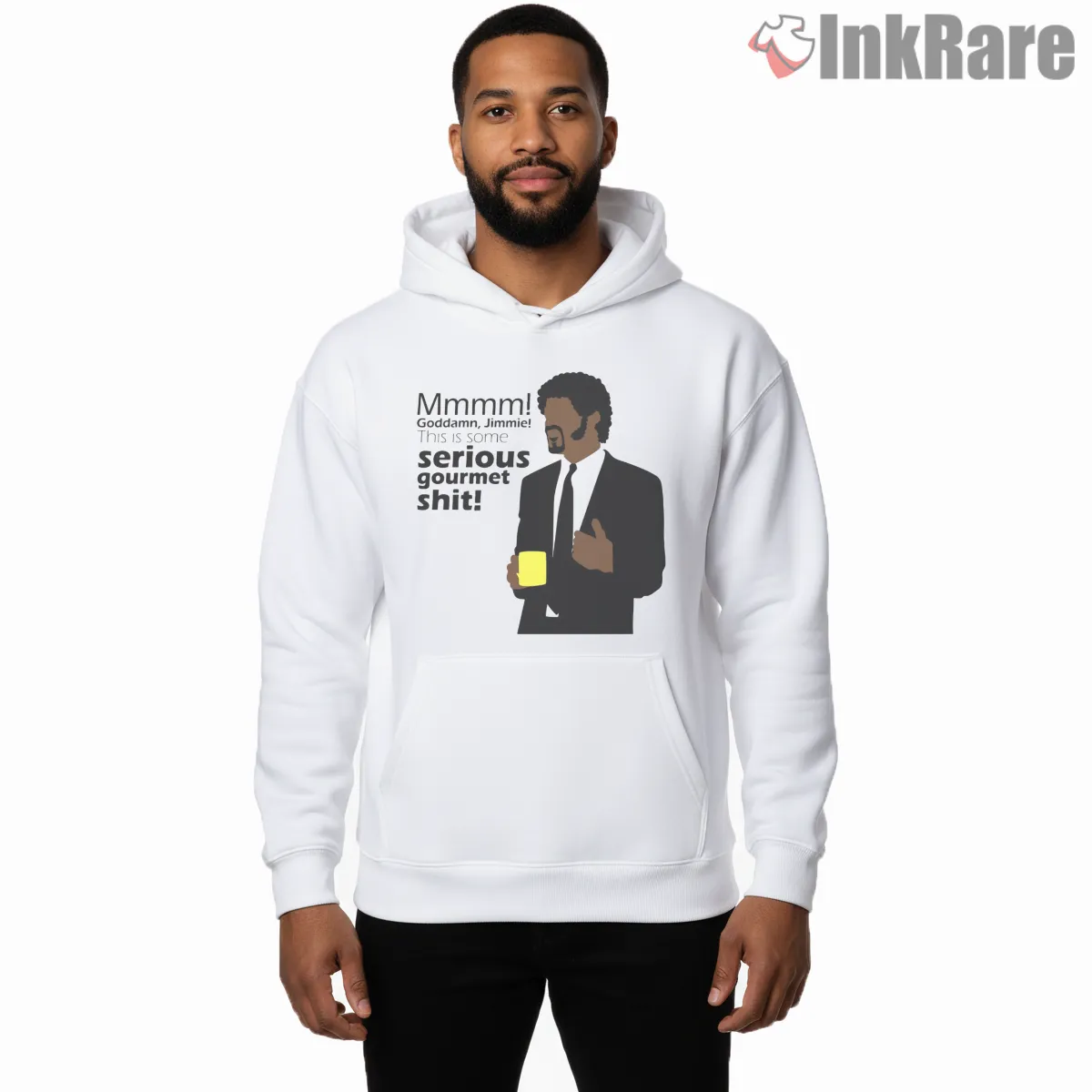 Serious Gourmet Kitchen Quote Shirt on white hoodie for men graphic tee