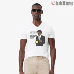 Serious Gourmet Kitchen Quote Shirt on white v-neck shirt for men graphic tee