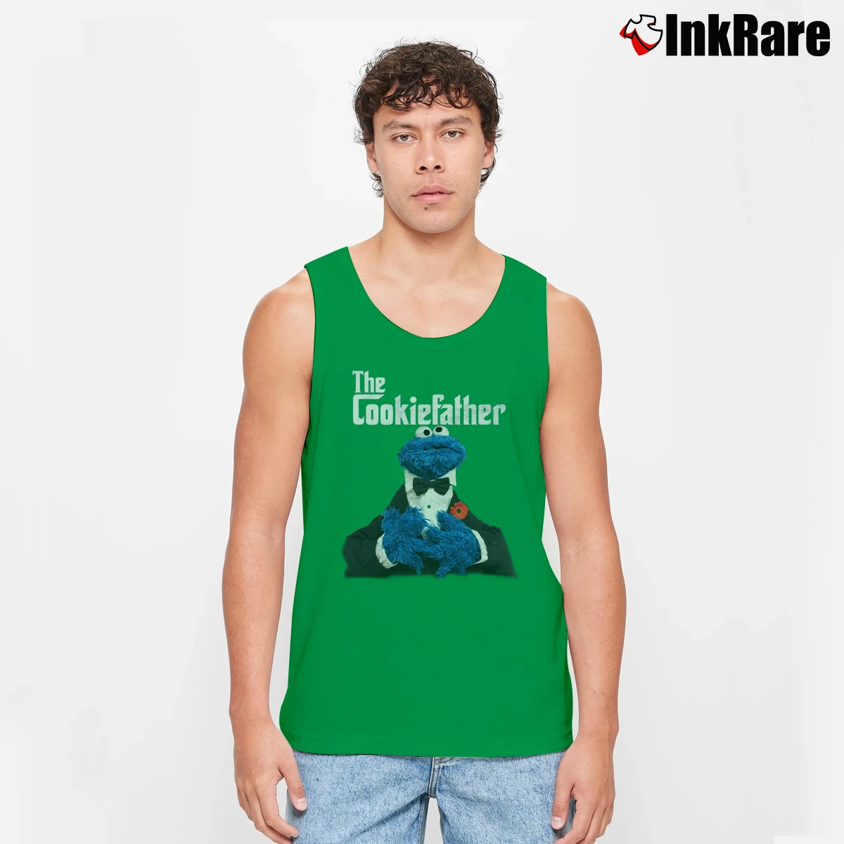 Men’s Sesame Street Cookie Monster Cookiefather Tank Top in irish green | Breathable, Active-Friendly Design