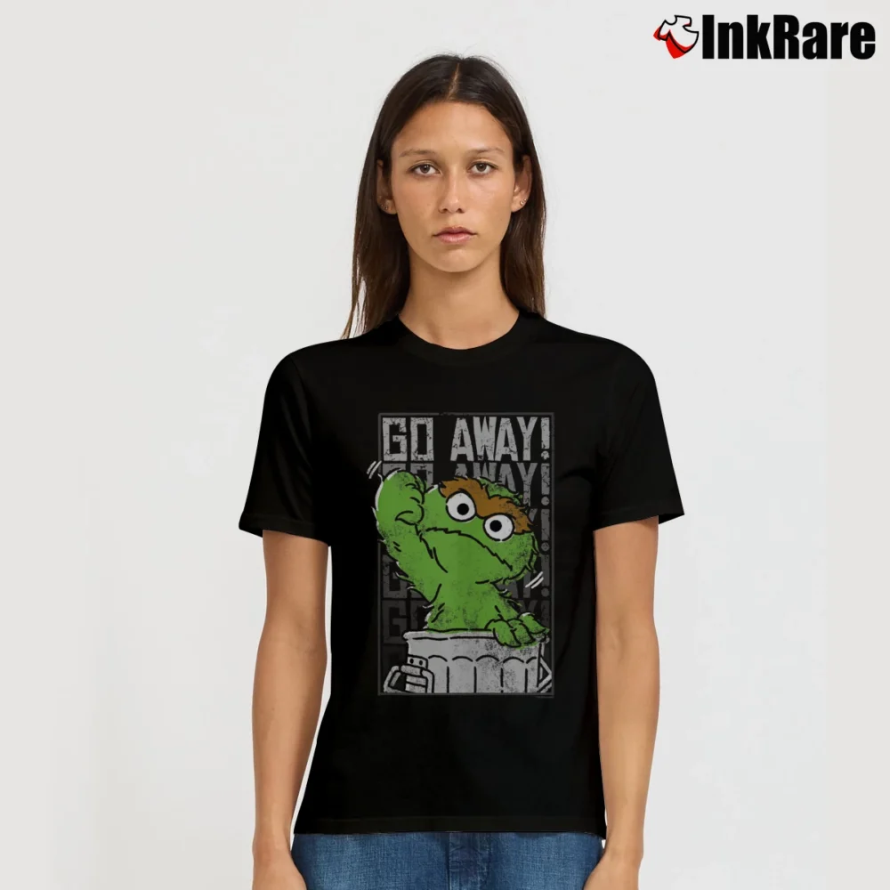 Women’s Sesame Street Oscar The Grouch Go Away T-Shirt in black | Soft, Flattering Fit