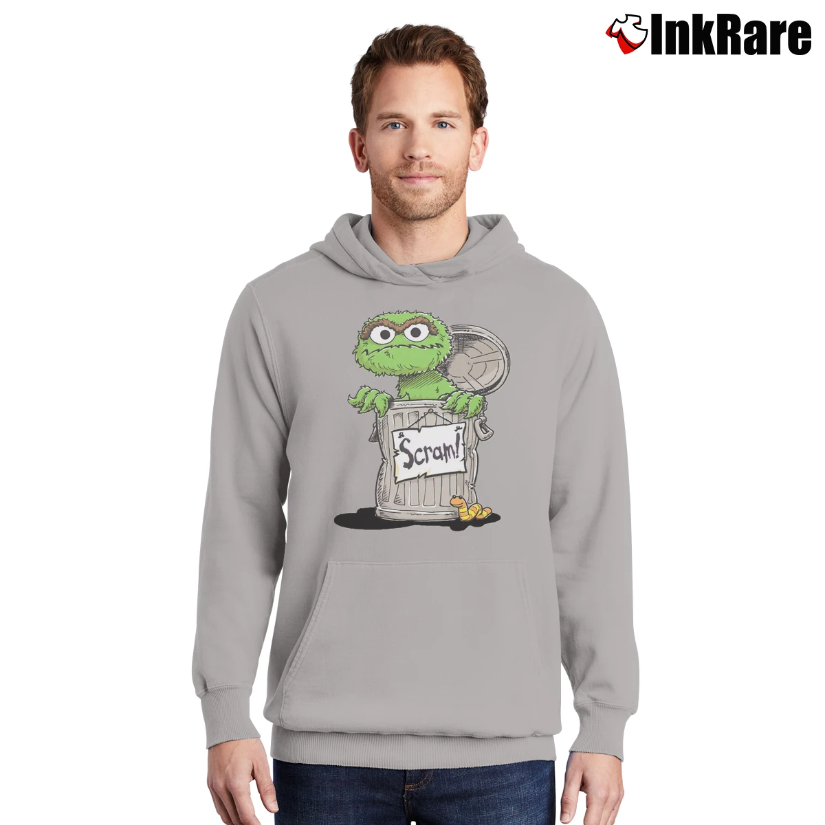 Men’s Sesame Street Oscar The Grouch Pullover Hoodie in sport grey | Cozy, Durable, Modern Fit
