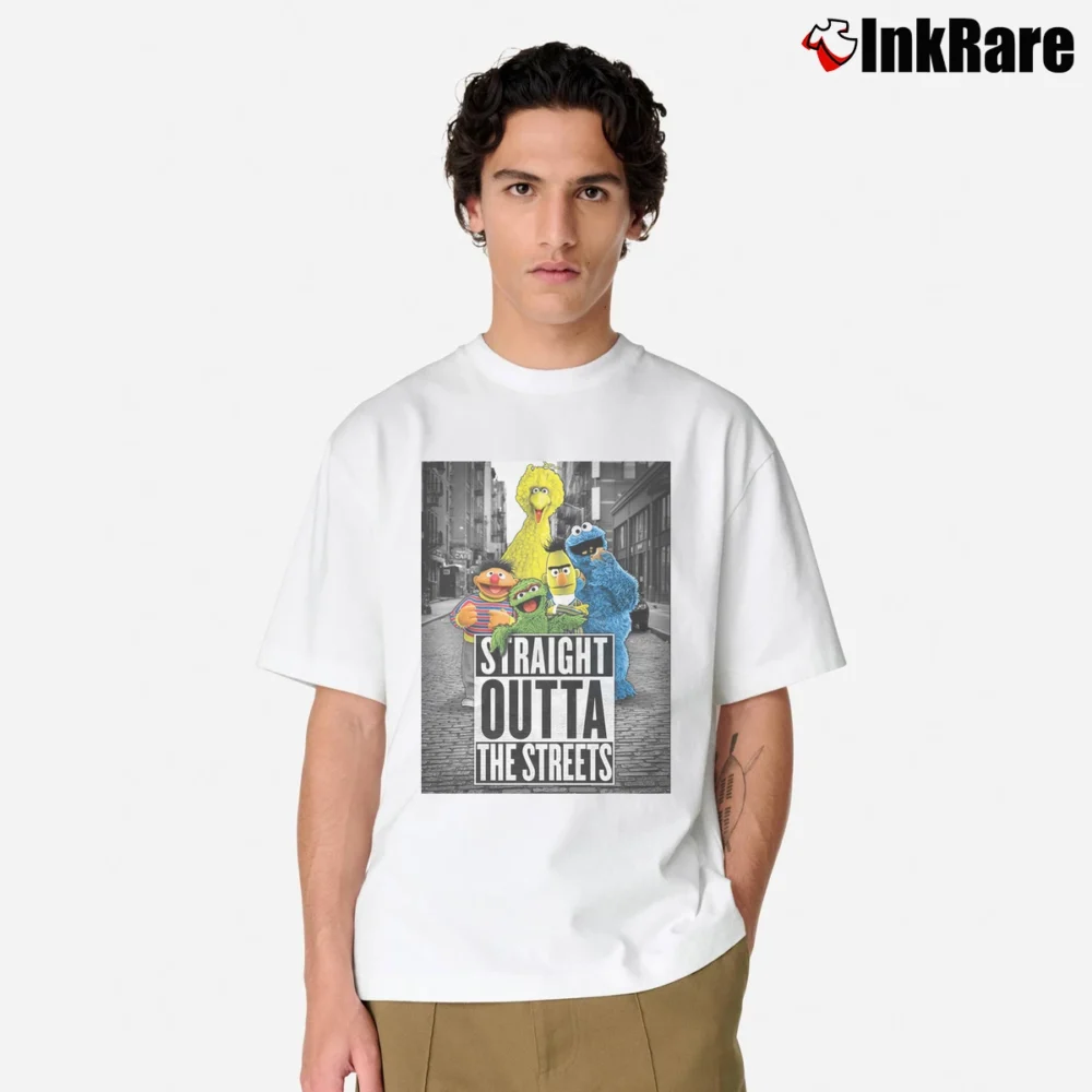 Men’s Sesame Street Straight Outta The Streets Classic T-Shirt in white | Soft, Breathable Everyday Wear