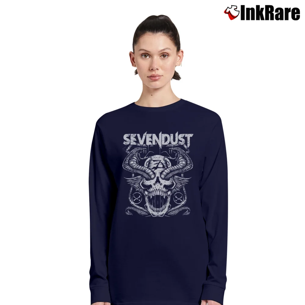 Women’s sevendust poster nu metal band merch Long-Sleeve Top in navy | Sleek, Versatile, All-Season