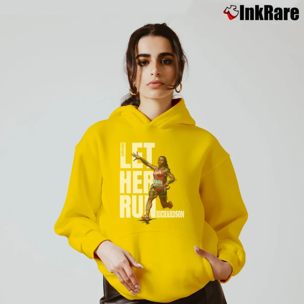 Women’s sha'carri richardson let her run for Track Fans and Athletes Cozy Hoodie in yellow | Warm, Structured, Stylish