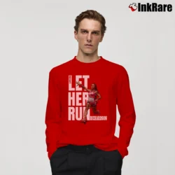 Men’s sha'carri richardson let her run for Track Fans and Athletes Long-Sleeve Shirt in red | Sleek, Lightweight, Year-Round Wear