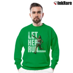 Men’s sha'carri richardson let her run for Track Fans and Athletes Crewneck Sweatshirt in irish green | Cozy Fabric, Clean Style