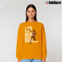 Women’s sha'carri richardson let her run for Track Fans and Athletes Relaxed Sweatshirt in orange | Soft, Laid-Back Vibe