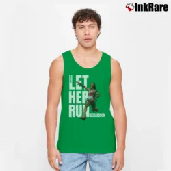 Men’s sha'carri richardson let her run for Track Fans and Athletes Tank Top in irish green | Breathable, Active-Friendly Design