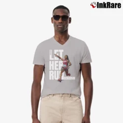 Men’s sha'carri richardson let her run for Track Fans and Athletes V-Neck Tee in sport grey | Sharp, Breathable, Everyday Staple