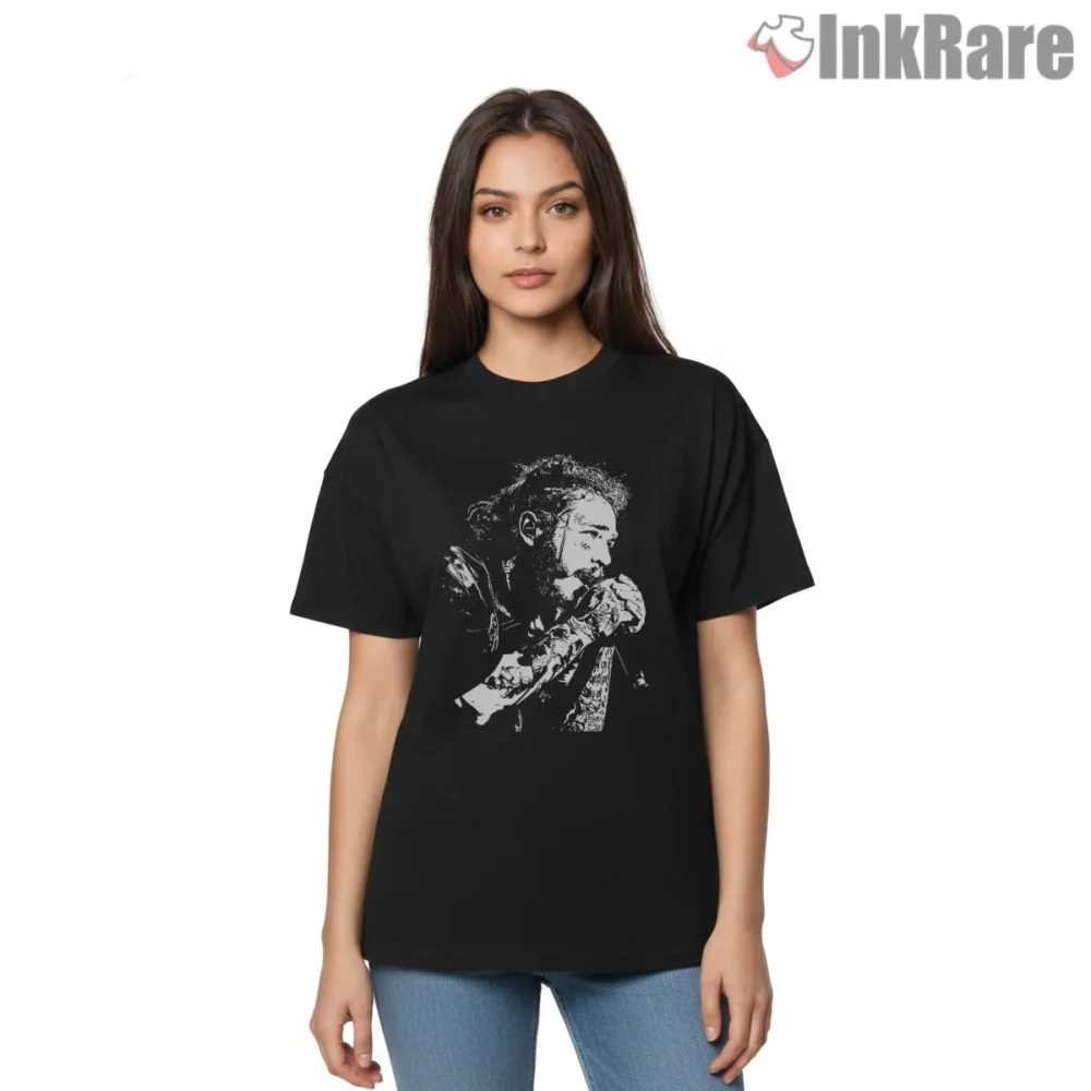 Shadow Post Malone Black And White Shirt on black short sleeve shirt for women graphic tee