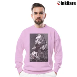 Men’s Shakespeare Zombie Kawaii Graphic Crewneck Sweatshirt in light pink | Cozy Fabric, Clean Style