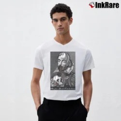 Men’s Shakespeare Zombie Kawaii Graphic V-Neck Tee in white | Sharp, Breathable, Everyday Staple
