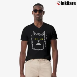 Men’s Shannon And The Clams Cat V-Neck Tee in black | Sharp, Breathable, Everyday Staple