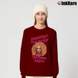 Women’s Shantay You Stay RuPaul Drag Race Long-Sleeve Top in maroon | Sleek, Versatile, All-Season