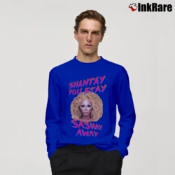 Men’s Shantay You Stay RuPaul Drag Race Long-Sleeve Shirt in royal blue | Sleek, Lightweight, Year-Round Wear