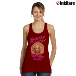 Women’s Shantay You Stay RuPaul Drag Race Tank Top in maroon | Lightweight, Movement-Friendly